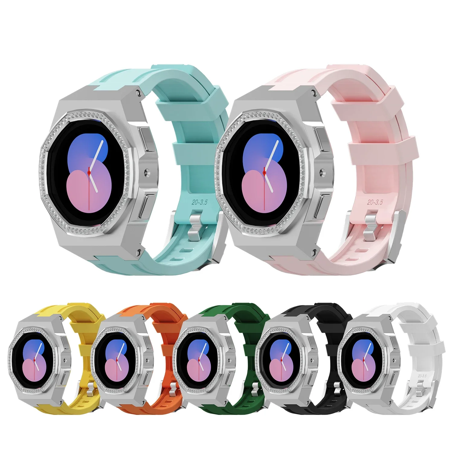 Набор для модификации бриллиантов, резиновый ремешок для Samsung Watch 5 40 мм, силиконовый ремешок для мода, чехол для Galaxy Watch 4 40 мм, защитный чехол
Набор для модификации бриллиантов, резиновый ремешок для Samsung Watch 5 40 мм, силиконовый ремешок для мода, чехол для Galaxy Watch 4 40 мм, защитный чехол