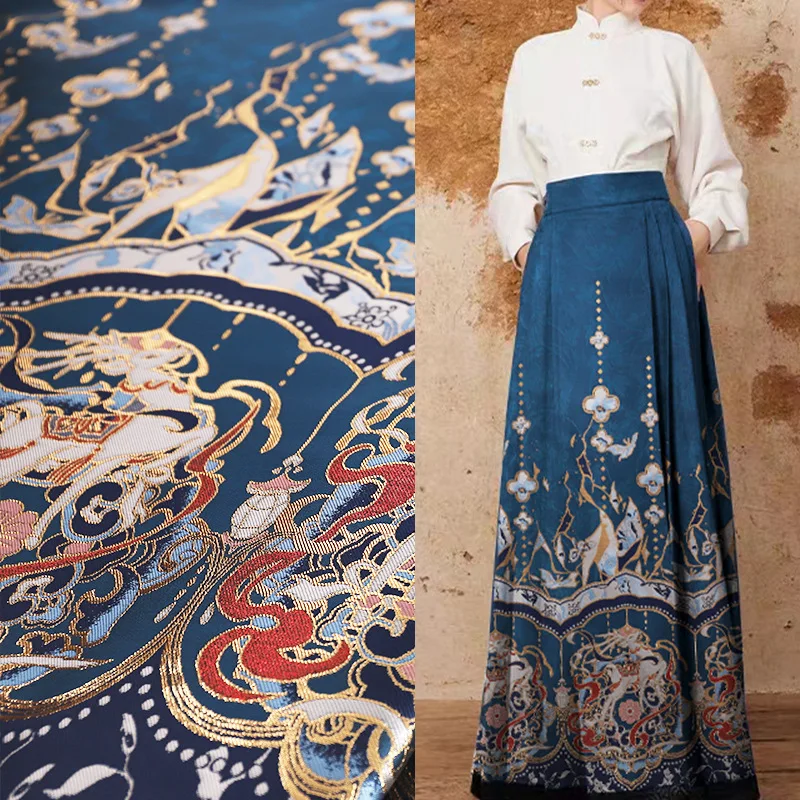 Blue Deer Jacquard Brocade Zhuanghua Embroidery Fabric Chinese Style Hanfu Horse-Face Pleated Skirt Designer Apparel Material
Blue Deer Jacquard Brocade Zhuanghua Embroidery Fabric Chinese Style Hanfu Horse-Face Pleated Skirt Designer Apparel Material