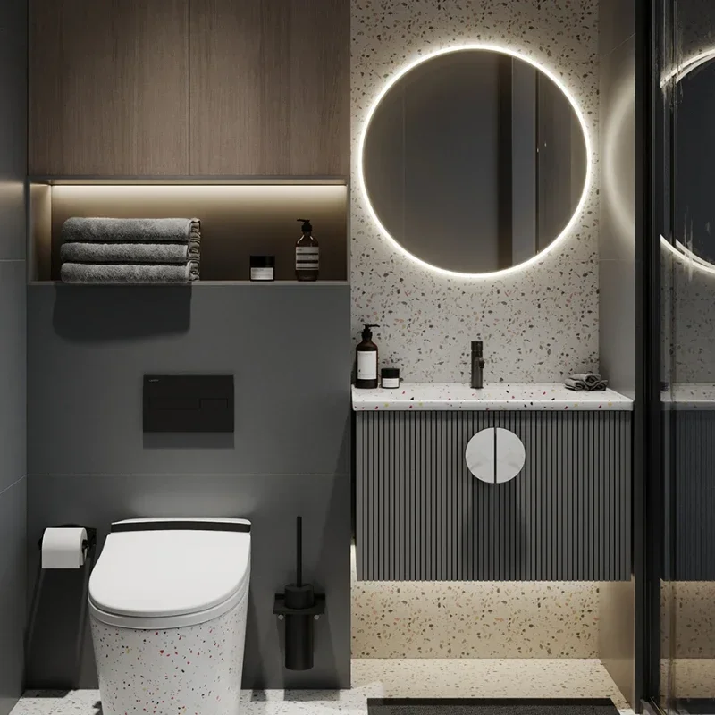 Bathroom cabinet combination integrated terrazzo toilet modern minimalist vanity wall cabinet ceramic washbasin
Bathroom cabinet combination integrated terrazzo toilet modern minimalist vanity wall cabinet ceramic washbasin