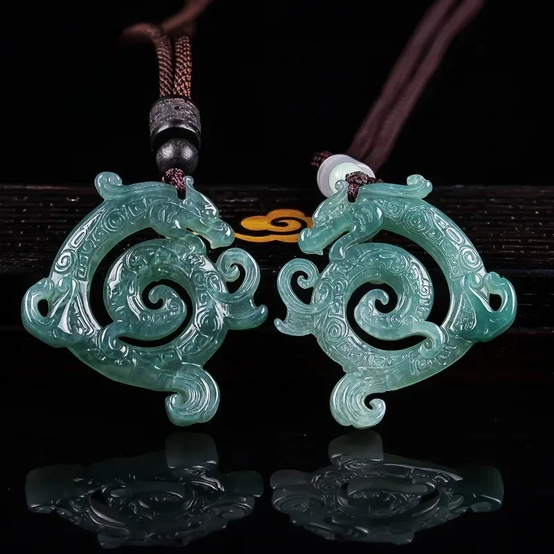 Natural Real Blue Water Jade Hollow-out Dragon Pendant Necklace Carved Charm Jadeite Jewelry Fashion Amulet Gifts Certificate
Natural Real Blue Water Jade Hollow-out Dragon Pendant Necklace Carved Charm Jadeite Jewelry Fashion Amulet Gifts Certificate
