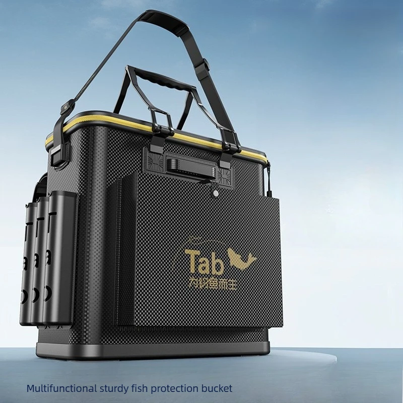Large Capacity Live Fish Bucket, Scratch-Resistant Wear-Proof, Multi-Functional Fishing Keepnet Cooler, Portable Carry Handle