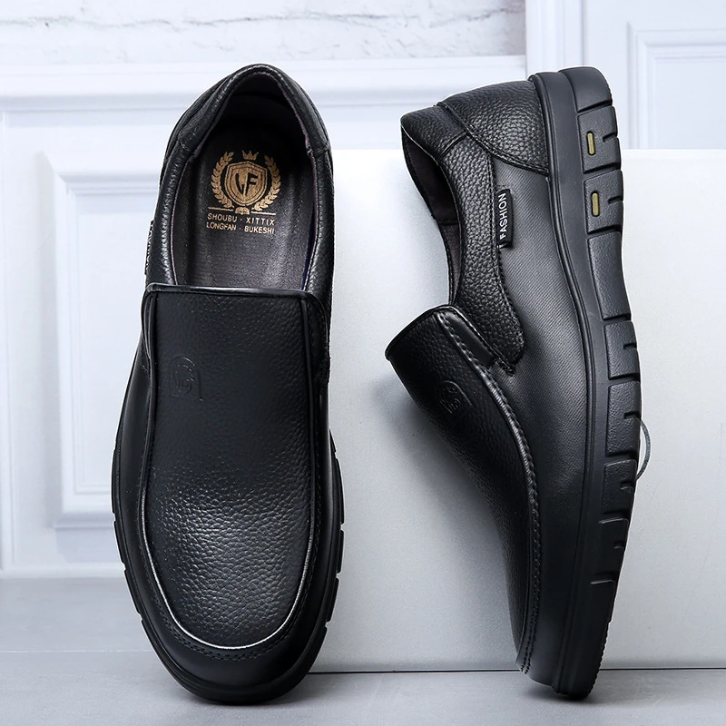 Mens Black Genuine Leather Slip On Loafers Soft Cushioned Sole Comfortable Business Casual Shoes For Middle Aged Dad Daily
Mens Black Genuine Leather Slip On Loafers Soft Cushioned Sole Comfortable Business Casual Shoes For Middle Aged Dad Daily