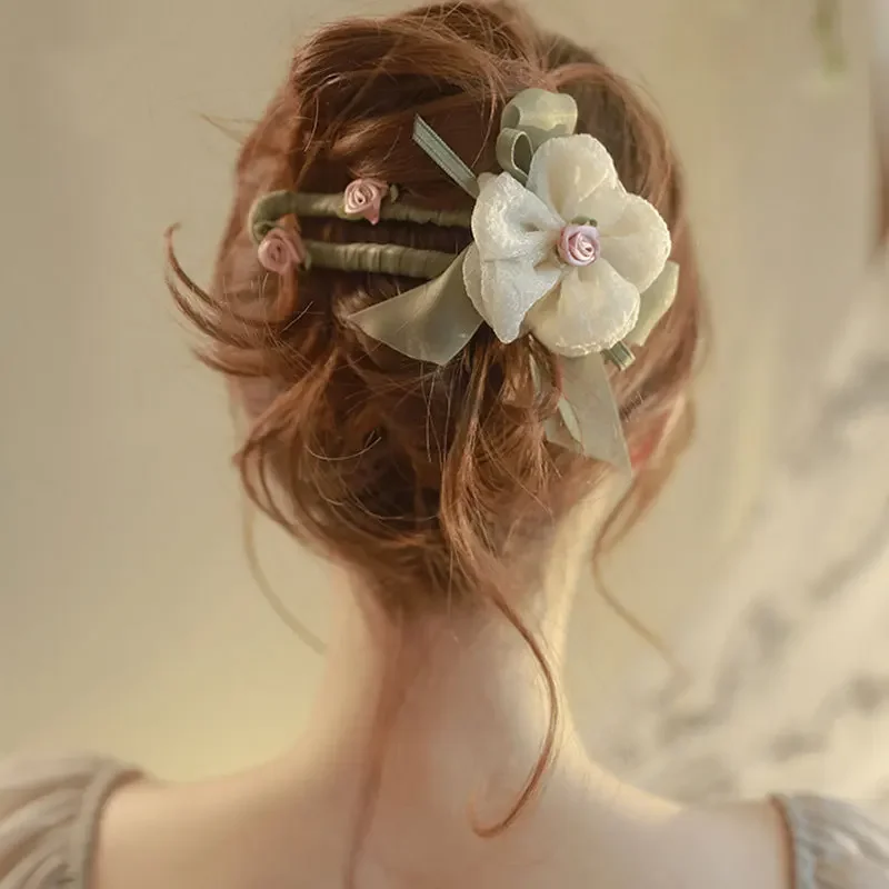 New Floral Large Barrettes Women Elegant Chiffon Ribbon Hair Grab Summer Green Updo Hairclip Fashion Hair Accessories Headdress
New Floral Large Barrettes Women Elegant Chiffon Ribbon Hair Grab Summer Green Updo Hairclip Fashion Hair Accessories Headdress