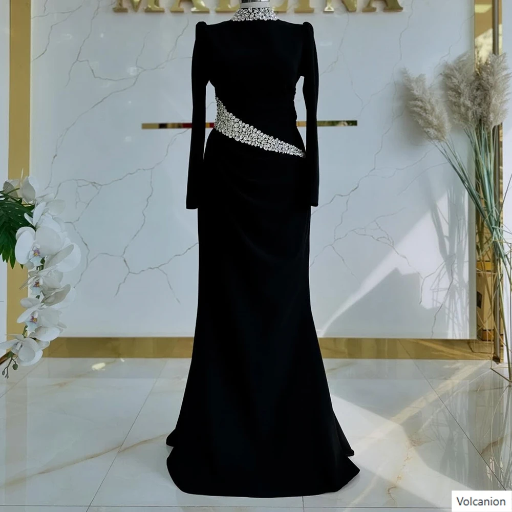 Customized A-line Evening Dresses Floor-length High-neck Full Sleeve Prom Gown Fashion Crystal Simple Draped Party Gown
Customized A-line Evening Dresses Floor-length High-neck Full Sleeve Prom Gown Fashion Crystal Simple Draped Party Gown