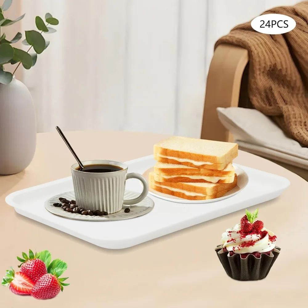 24 Pcs Plastic Fast Food Tray Rectangle Restaurant Serving Trays Stackable Cafeteria Tray for Home Restaurant Cafeterias (White)
24 Pcs Plastic Fast Food Tray Rectangle Restaurant Serving Trays Stackable Cafeteria Tray for Home Restaurant Cafeterias (White)