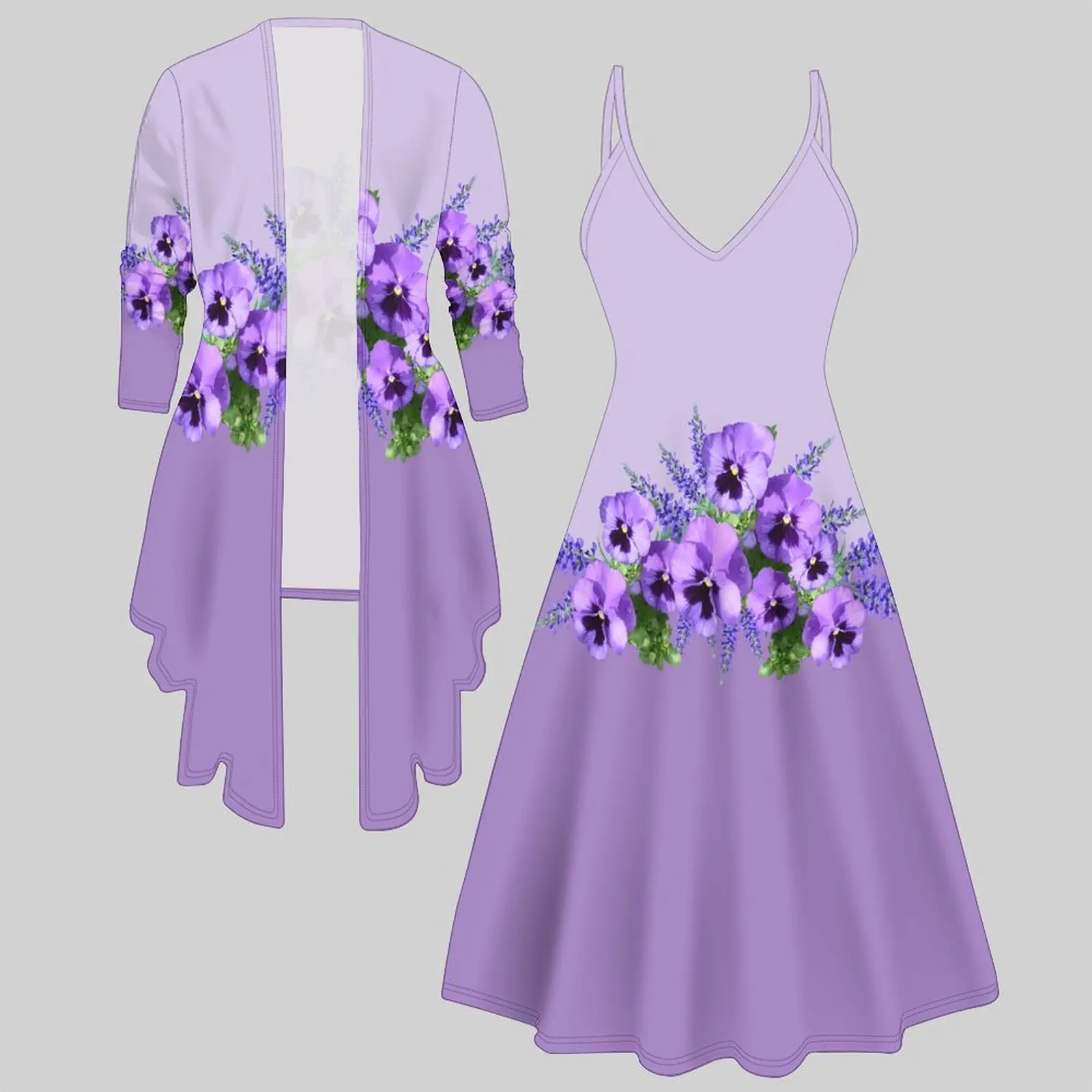 Vintage Print Two Piece Matching Set Ladies Sleeveless Midi Slip Dress 3/4 Sleeve Open-front Cardigan Daily Wear Outfit
Vintage Print Two Piece Matching Set Ladies Sleeveless Midi Slip Dress 3/4 Sleeve Open-front Cardigan Daily Wear Outfit