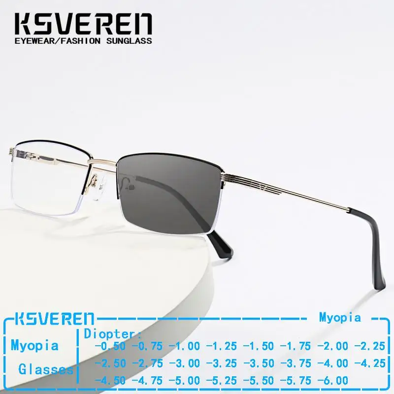 Men Metal Half Frame Optical Glasses Square Photochromic Myopia Eyeglasses Customized Prescription Eyewear Driving Sunglasses
Men Metal Half Frame Optical Glasses Square Photochromic Myopia Eyeglasses Customized Prescription Eyewear Driving Sunglasses
