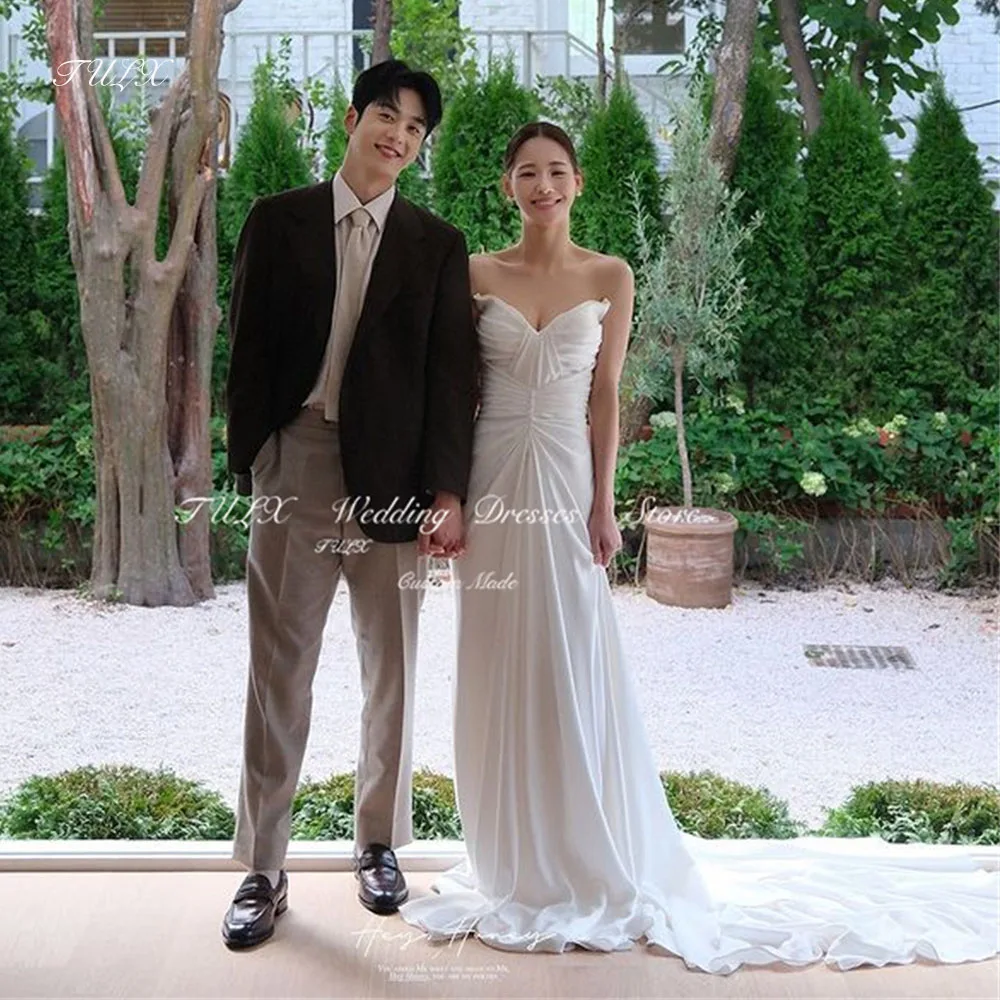 TULX Elegant V-Neck Pleat Korea Wedding Dress Photo Shoot Mermaid Long Sweep Train Simple Bridal Gown Corset Back 웨딩드레스 Custom
TULX Elegant V-Neck Pleat Korea Wedding Dress Photo Shoot Mermaid Long Sweep Train Simple Bridal Gown Corset Back 웨딩드레스 Custom