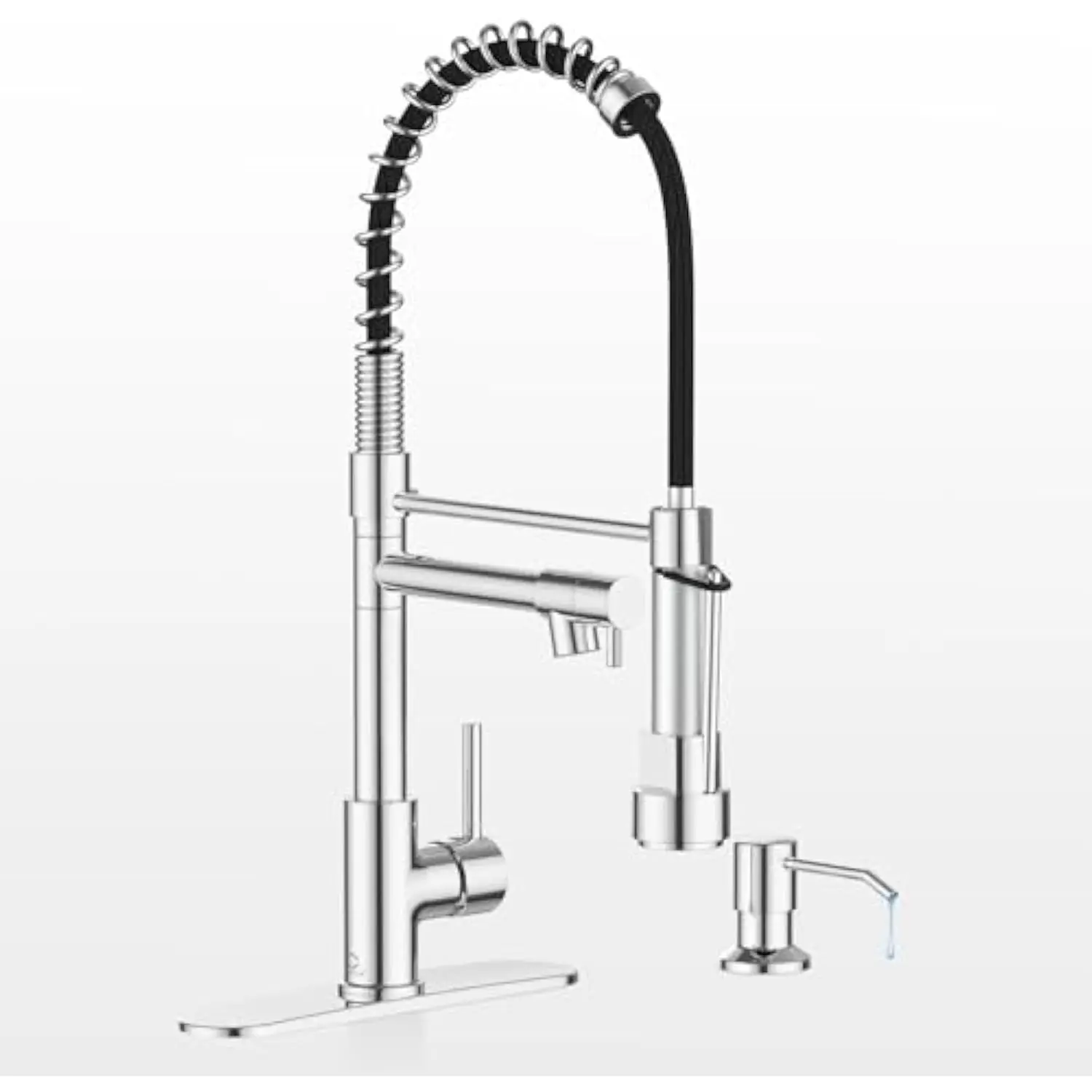 Kitchen Faucet with Soap Dispenser, Kitchen Faucet with Deck Plate and Dual Function Spray Head, Chrome Faucet for Camper Farmh
Kitchen Faucet with Soap Dispenser, Kitchen Faucet with Deck Plate and Dual Function Spray Head, Chrome Faucet for Camper Farmh