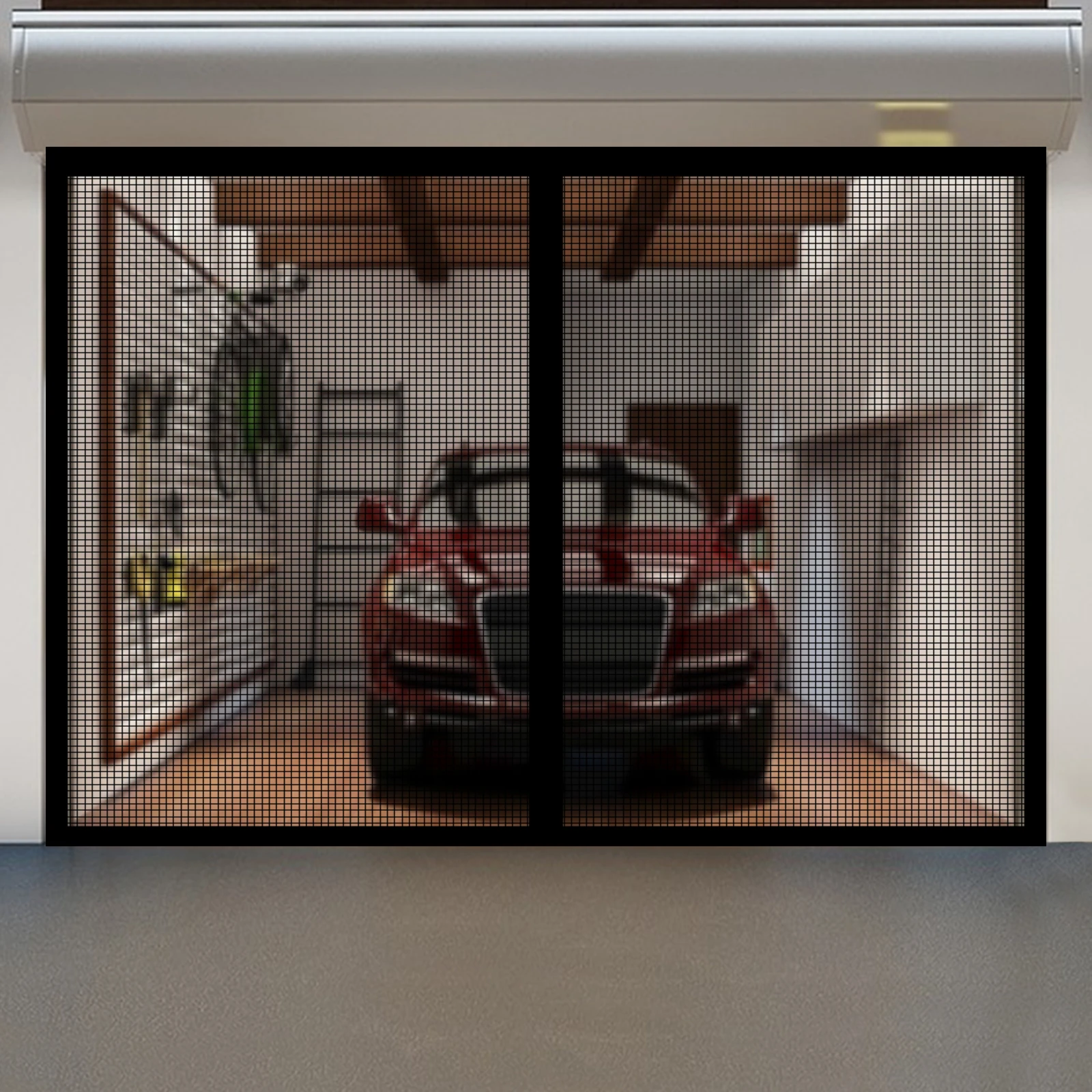Black Magnetic Garage Door Screen Rectangular 10x8ft Foldable and Detachable, for Interiors, Exteriors, Entrances, Patios
Black Magnetic Garage Door Screen Rectangular 10x8ft Foldable and Detachable, for Interiors, Exteriors, Entrances, Patios