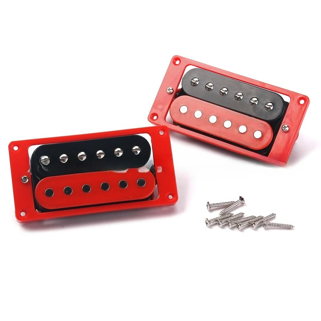 2Pcs Red Frame Double Coil Guitar Pickups Set, Flat/Stubby Pole Pieces Black & Red Core Humbucker Pickups Alnico 5
2Pcs Red Frame Double Coil Guitar Pickups Set, Flat/Stubby Pole Pieces Black & Red Core Humbucker Pickups Alnico 5