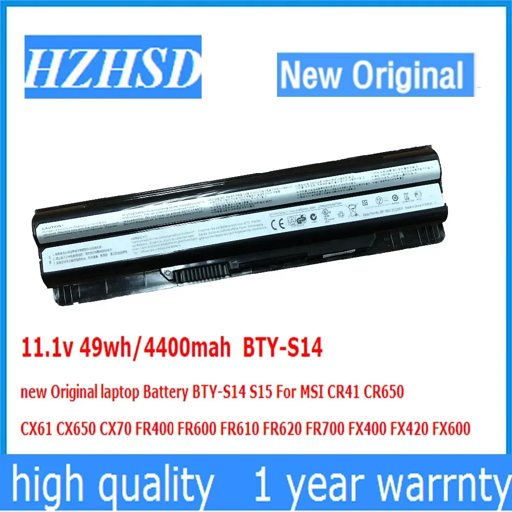 11.1v 49wh/4400mah BTY-S14 new Original laptop Battery BTY-S14 S15 For MSI CR41 CR650 CX61 CX650 CX70 FR400 FR600 FR610 FR62
11.1v 49wh/4400mah BTY-S14 new Original laptop Battery BTY-S14 S15 For MSI CR41 CR650 CX61 CX650 CX70 FR400 FR600 FR610 FR62