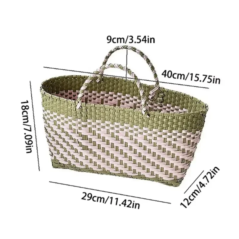 PVC Handbag Weave Bag Large Capacity Bohemian Beach Tote Bag Vacation Style Countryside Style Vegetable Basket Bag
PVC Handbag Weave Bag Large Capacity Bohemian Beach Tote Bag Vacation Style Countryside Style Vegetable Basket Bag