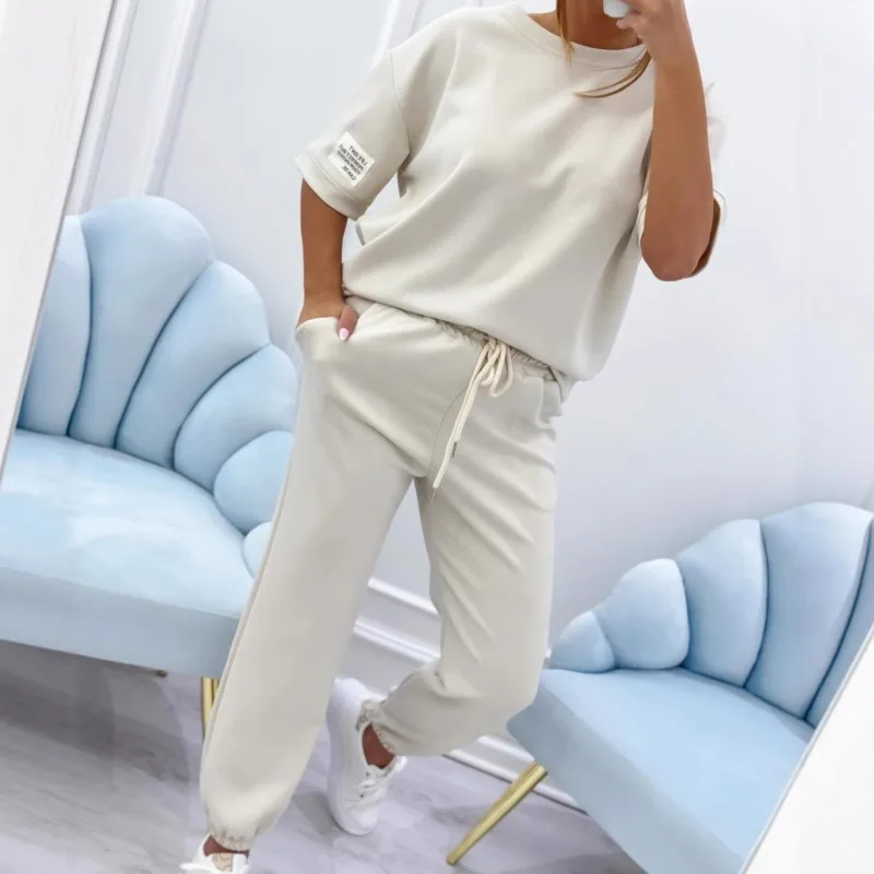 Hot Style Women's Casual Suit Spring Summer Fashion Round Neck Short Sleeved Top+pants Two-piece Set Ladies Commuting Outfit
Hot Style Women's Casual Suit Spring Summer Fashion Round Neck Short Sleeved Top+pants Two-piece Set Ladies Commuting Outfit