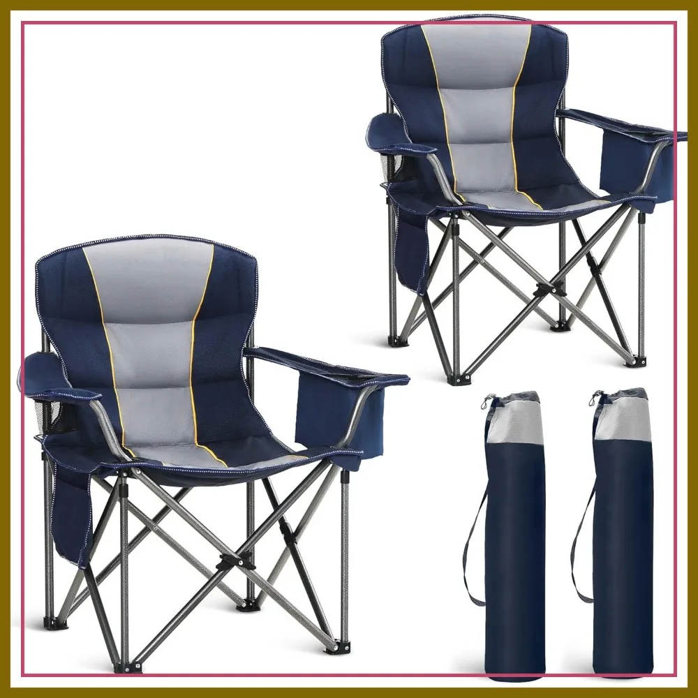 Oversized Portable Camping Folding Chair, Heavy Duty Lawn Chairs with Cup Holder & Cooler Bag, Support 450 LBS, 2 Pack Blue
Oversized Portable Camping Folding Chair, Heavy Duty Lawn Chairs with Cup Holder & Cooler Bag, Support 450 LBS, 2 Pack Blue