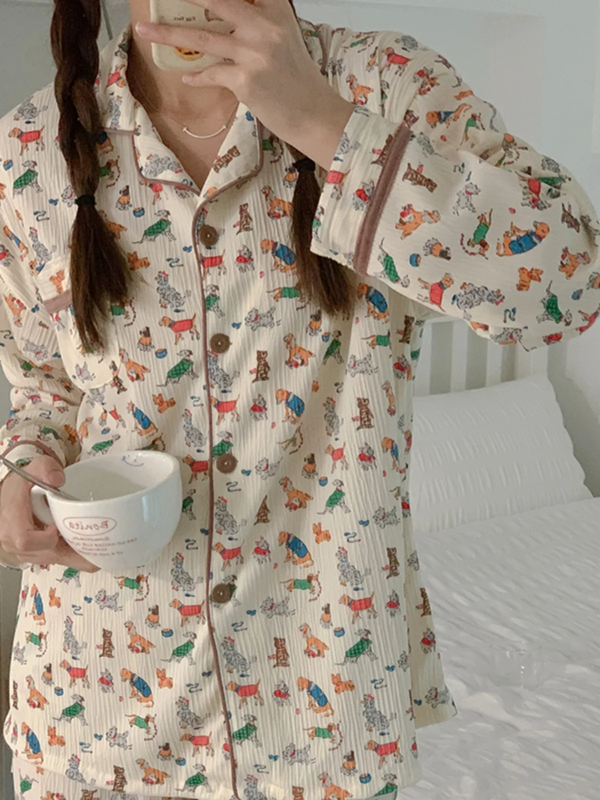 2025 Spring New Women's Pure Cotton Long Sve Spwear Set Cartoon Print Sweet Home Clothes Comfortable Soft Fabric Nightgown
2025 Spring New Women's Pure Cotton Long Sve Spwear Set Cartoon Print Sweet Home Clothes Comfortable Soft Fabric Nightgown