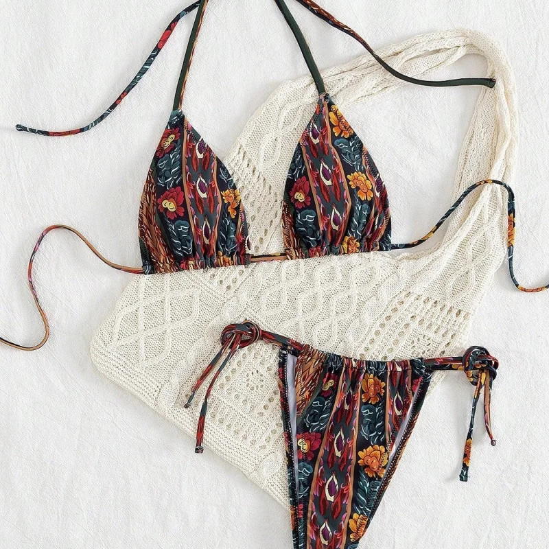 2026New digital print swimwear with tie-neck bikini and two-piece swimsuit
2026New digital print swimwear with tie-neck bikini and two-piece swimsuit