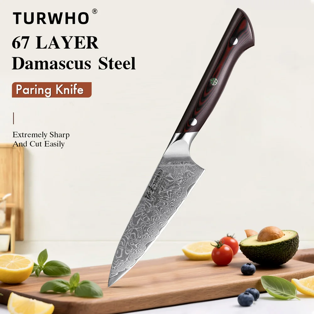 TURWHO 4.5-inch Paring Knife Japanese 67 Layer Damascus Steel Professional Kitchen Knives Sharp Utility Fruit Chef Cooking Tools
TURWHO 4.5-inch Paring Knife Japanese 67 Layer Damascus Steel Professional Kitchen Knives Sharp Utility Fruit Chef Cooking Tools