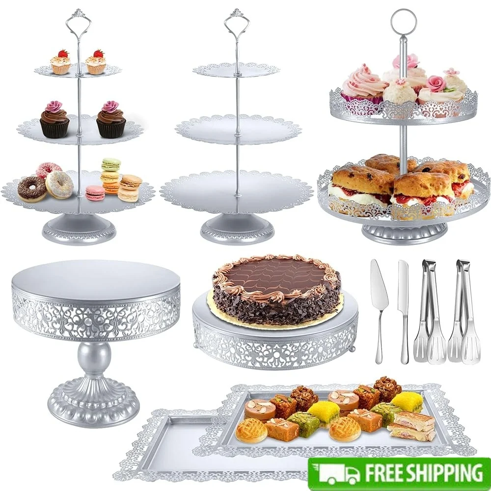 Silver Cake Stand Sets Metal Dessert Table Display Tiered Cupcake Holder Food Fruit Donut Plate Serving Tower Tray Platter With
Silver Cake Stand Sets Metal Dessert Table Display Tiered Cupcake Holder Food Fruit Donut Plate Serving Tower Tray Platter With