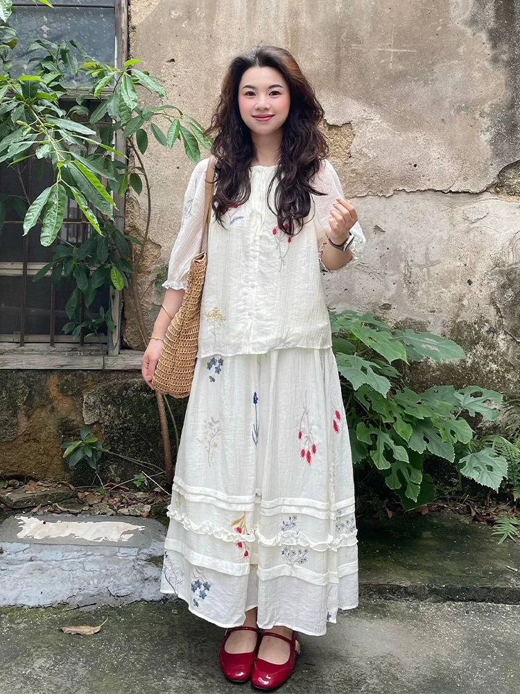 Summer 2026 White Embroidered Shirt And Half Skirt Set Beautiful Fashionable Women's Clothing Lantern Sleeve round Neck Loose...
Summer 2026 White Embroidered Shirt And Half Skirt Set Beautiful Fashionable Women's Clothing Lantern Sleeve round Neck Loose...