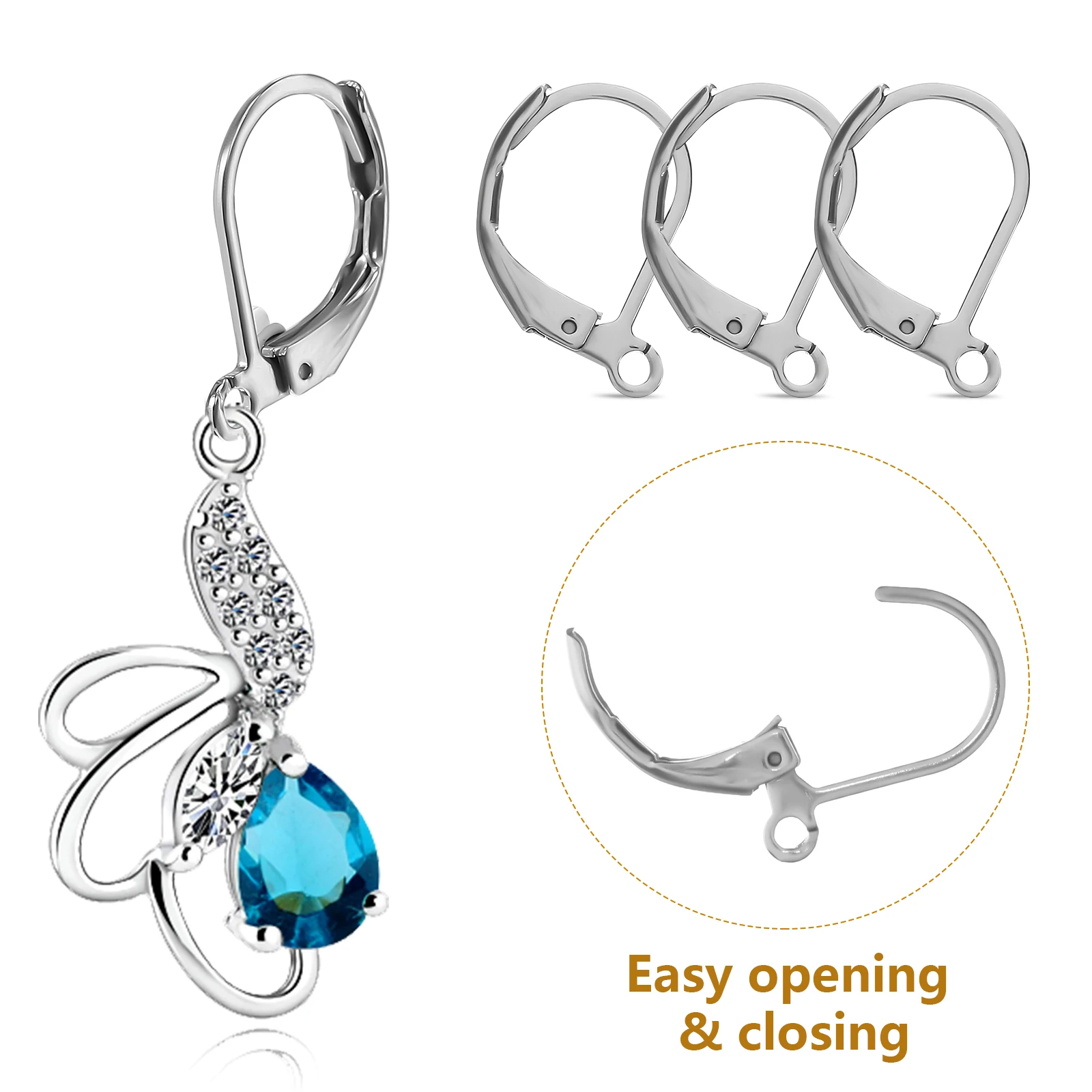 100pcs Stainless Steel Ear Buckles Wide Opening Earring Hooks French Lever Clasp Non Allergy DIY Jewelry Making Gifts
100pcs Stainless Steel Ear Buckles Wide Opening Earring Hooks French Lever Clasp Non Allergy DIY Jewelry Making Gifts