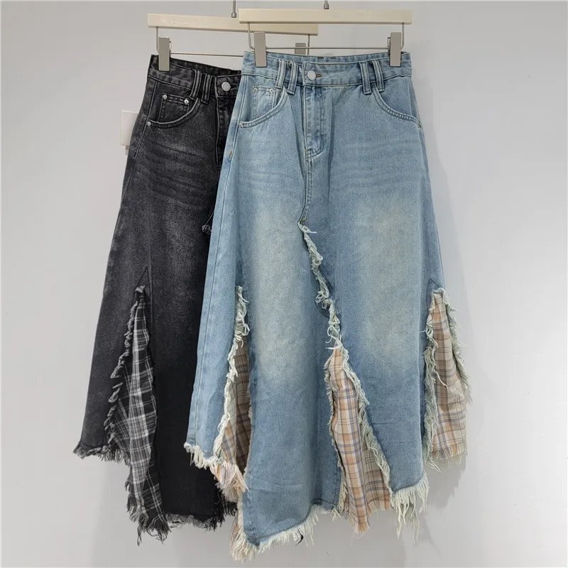 Irregular A-line Denim Midi Skirt for Women, 2026 Spring Summer New Arrival, High-waisted, Mid-length, Patchwork Plaid Skirt
Irregular A-line Denim Midi Skirt for Women, 2026 Spring Summer New Arrival, High-waisted, Mid-length, Patchwork Plaid Skirt