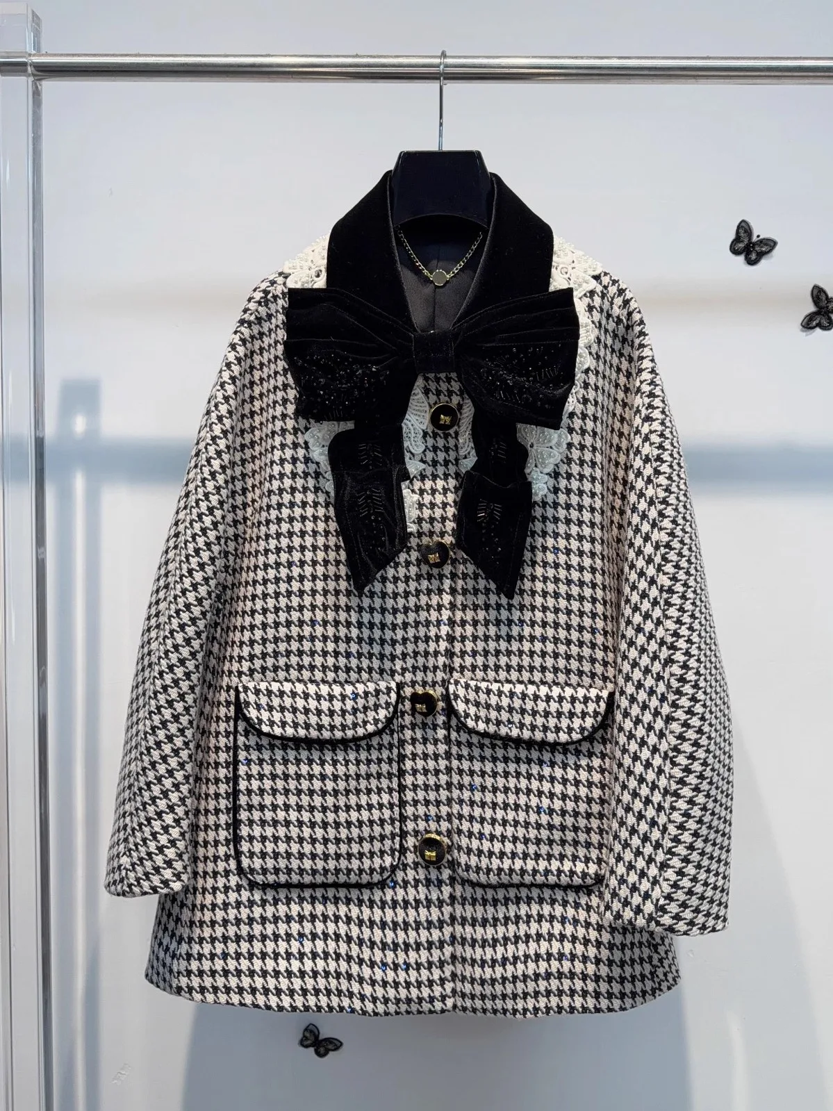 Gold Velvet Knot Plaid Mid-Length Coat Autumn Winter New Style Commute Style Women's Outerwear Warm Straight Cut
Gold Velvet Knot Plaid Mid-Length Coat Autumn Winter New Style Commute Style Women's Outerwear Warm Straight Cut