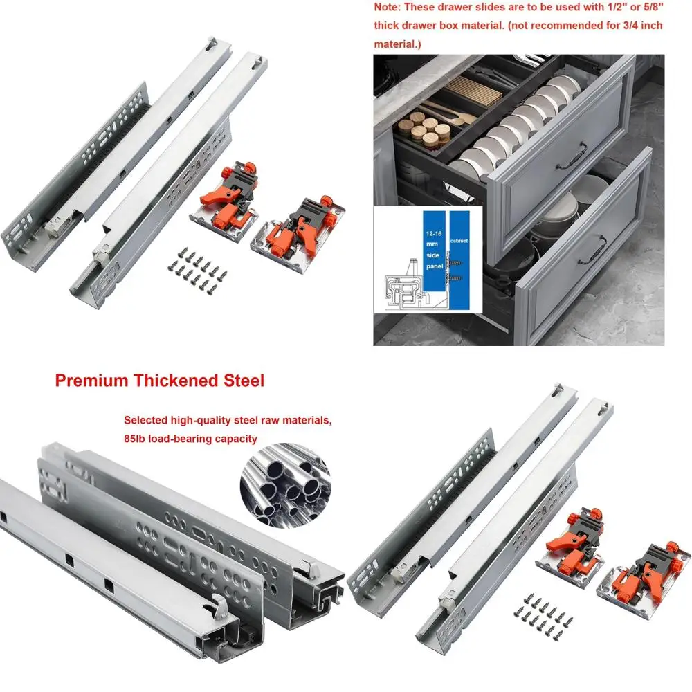 16 направляющих для выдвижных ящиков скрытого монтажа с плавным закрыванием, нагрузка до 45 кг, полный выдвижной ход, скрытые направляющие, 3D-фиксация
16 направляющих для выдвижных ящиков скрытого монтажа с плавным закрыванием, нагрузка до 45 кг, полный выдвижной ход, скрытые направляющие, 3D-фиксация