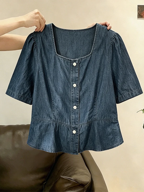 plus Size Short Sleeve Denim Shirt Women's Summer 2026 New Korean Style Vintage Belly Cover Versatile Top Breathable Skin-Fri...
plus Size Short Sleeve Denim Shirt Women's Summer 2026 New Korean Style Vintage Belly Cover Versatile Top Breathable Skin-Fri...