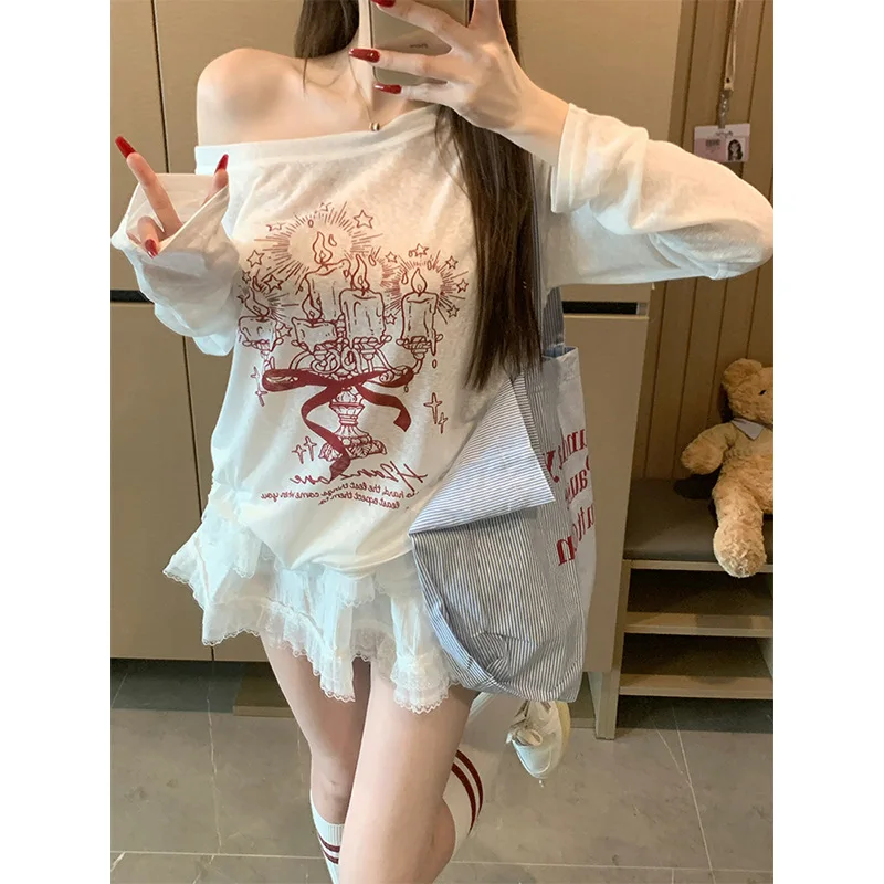 New Women's Printed Long Sleeve T-Shirt with Slanted Shoulder for Spring and Autumn, Suitable for Both Inner and Outer Wear
New Women's Printed Long Sleeve T-Shirt with Slanted Shoulder for Spring and Autumn, Suitable for Both Inner and Outer Wear