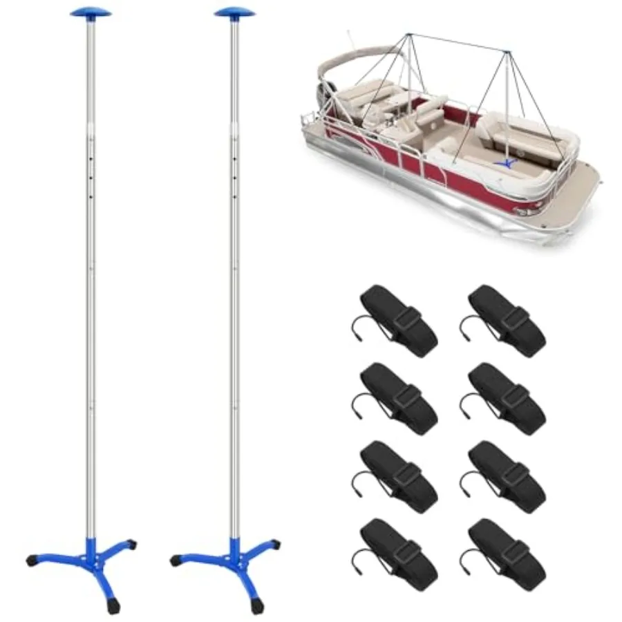 Boat Cover Support Poles Adjustable 2 Pieces with 8 Ropes and Triangular Iron Square Tube Base Support Poles 61 in, for Pontoon
Boat Cover Support Poles Adjustable 2 Pieces with 8 Ropes and Triangular Iron Square Tube Base Support Poles 61 in, for Pontoon