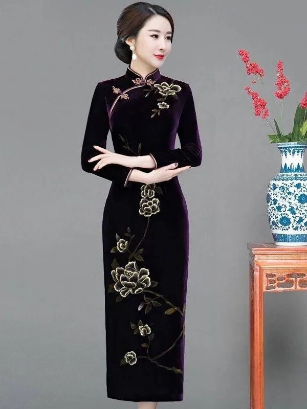 High-End Hand-Painted Gold Peony Velvet Long Sve Long Dr Wedding Evening Mommy Gown Tang Suit Wedding Spring ...
High-End Hand-Painted Gold Peony Velvet Long Sve Long Dr Wedding Evening Mommy Gown Tang Suit Wedding Spring ...