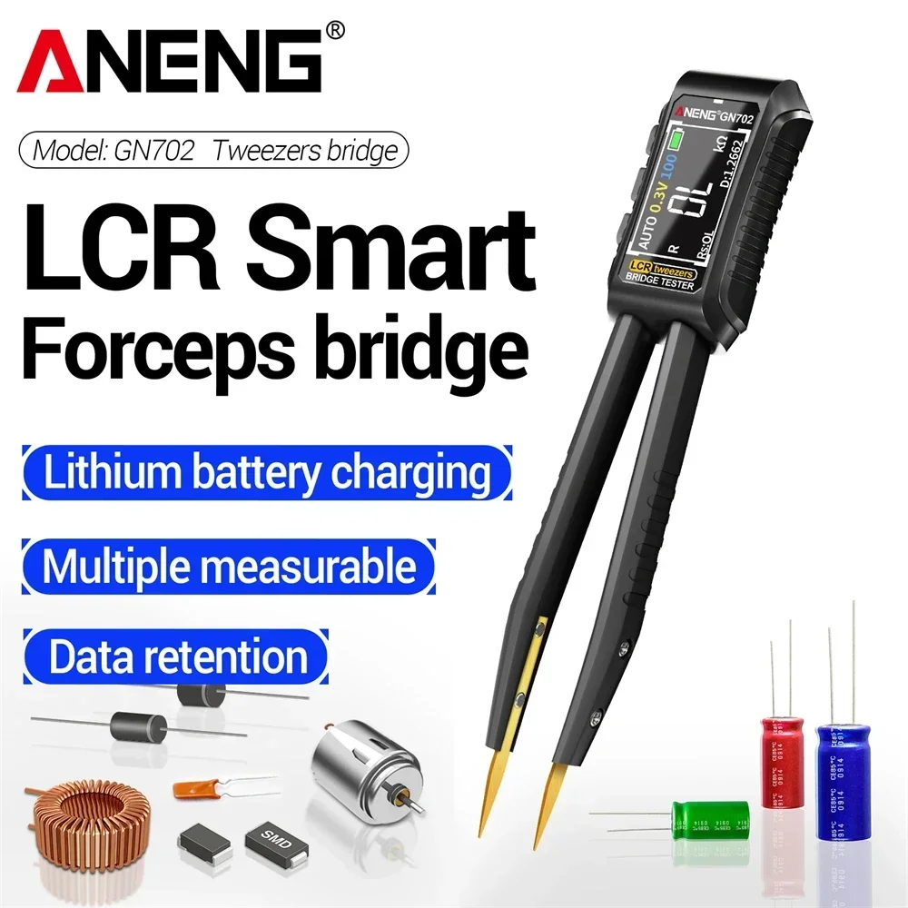 ANENG GN702 Digital LCR SMD ESR Tester Smart Tweezer Resistance Capacitance Inductance Diode Continuity Test Tool for Electronic
ANENG GN702 Digital LCR SMD ESR Tester Smart Tweezer Resistance Capacitance Inductance Diode Continuity Test Tool for Electronic