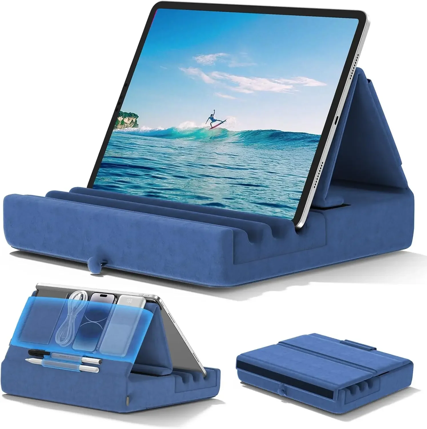 Foldable Tablet Pillow Holder, iPad Stand for Lap, Bed & Desk with Pocket & Stylus Mount, Compatible with iPad Pro 12.9, 10.5, 9.7, Air, Mini, Galaxy Tab, E-Reader
Foldable Tablet Pillow Holder, iPad Stand for Lap, Bed & Desk with Pocket & Stylus Mount, Compatible with iPad Pro 12.9, 10.5, 9.7, Air, Mini, Galaxy Tab, E-Reader