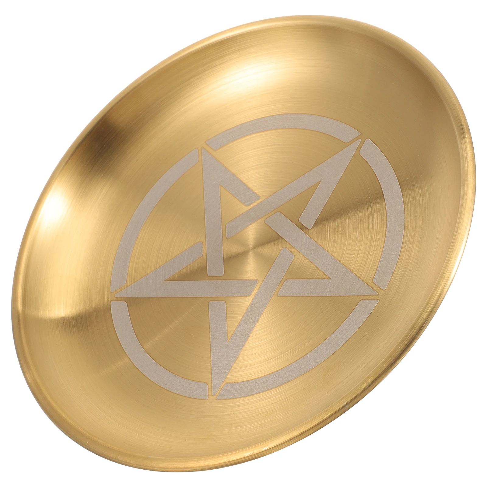 Pentagram Plate Golden 5 Pointed Steel Ritual C Holder Tray for Altar Display Storage Round Metal
Pentagram Plate Golden 5 Pointed Steel Ritual C Holder Tray for Altar Display Storage Round Metal