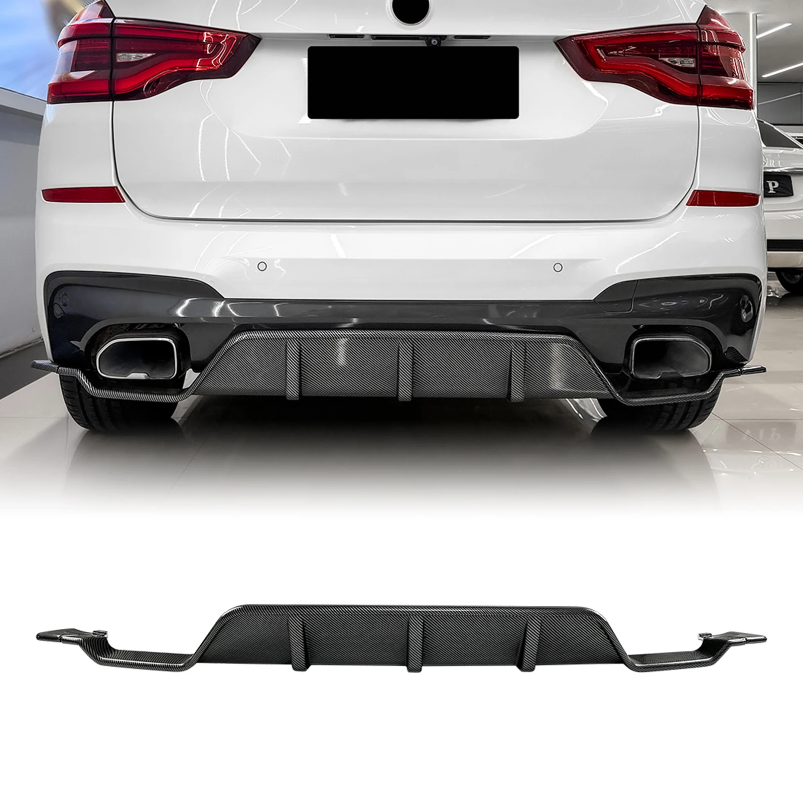 Boot Rear Bumper Diffuser Lip Spoiler Carbon Fiber Look/Gloss Black Tail Splitter Guard Blade For BMW X3 G01 M Sport 2018-2021
Boot Rear Bumper Diffuser Lip Spoiler Carbon Fiber Look/Gloss Black Tail Splitter Guard Blade For BMW X3 G01 M Sport 2018-2021