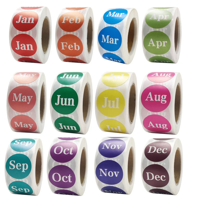 500 Pcs 1-12Month Label Sticker Round Sticker Roll Can Write Hand Account Album Calendar Decoration Color Stationery Sticker
500 Pcs 1-12Month Label Sticker Round Sticker Roll Can Write Hand Account Album Calendar Decoration Color Stationery Sticker