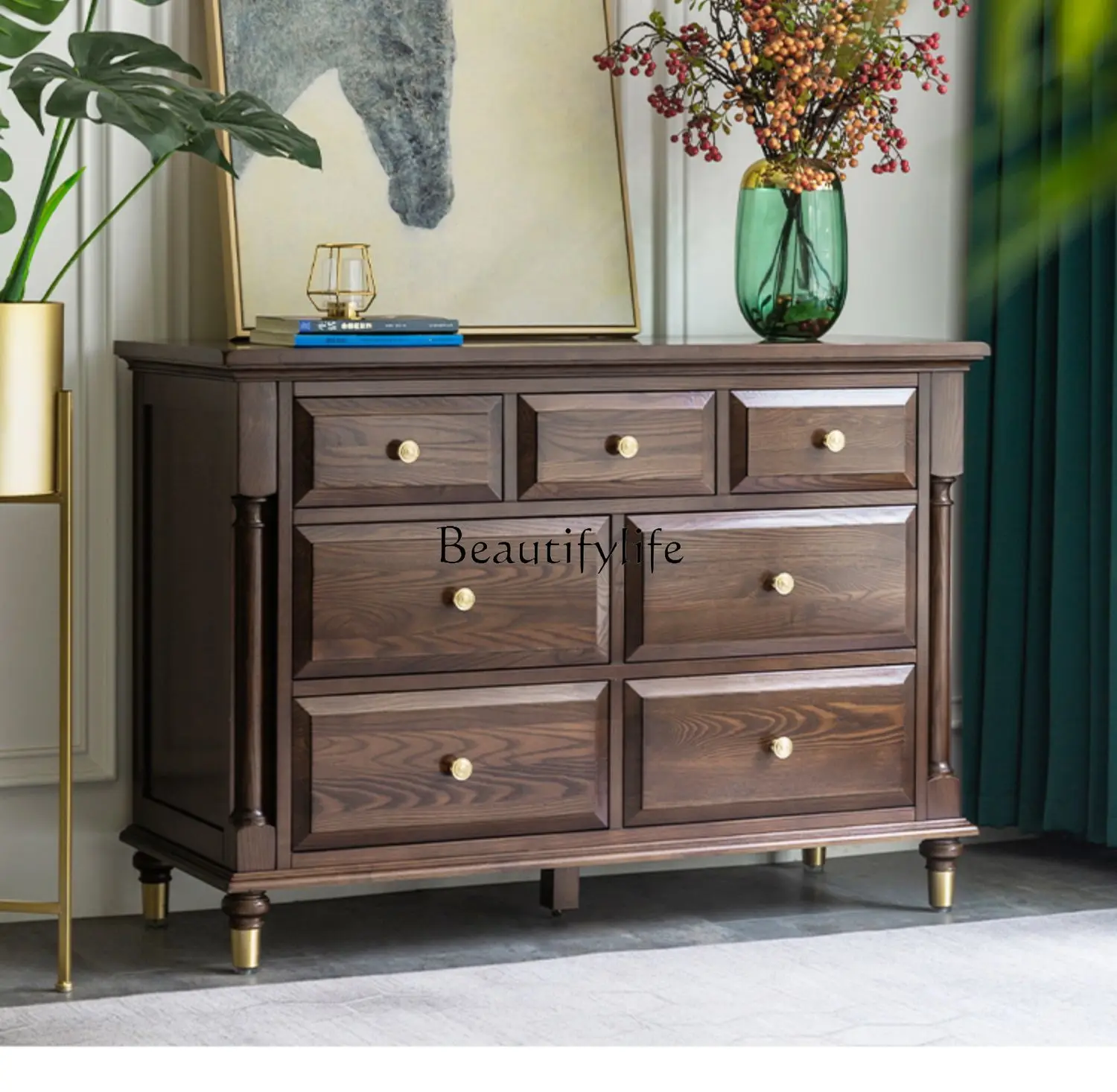 Light luxury drawer all solid wood American porch locker storage side cabinet log
Light luxury drawer all solid wood American porch locker storage side cabinet log
