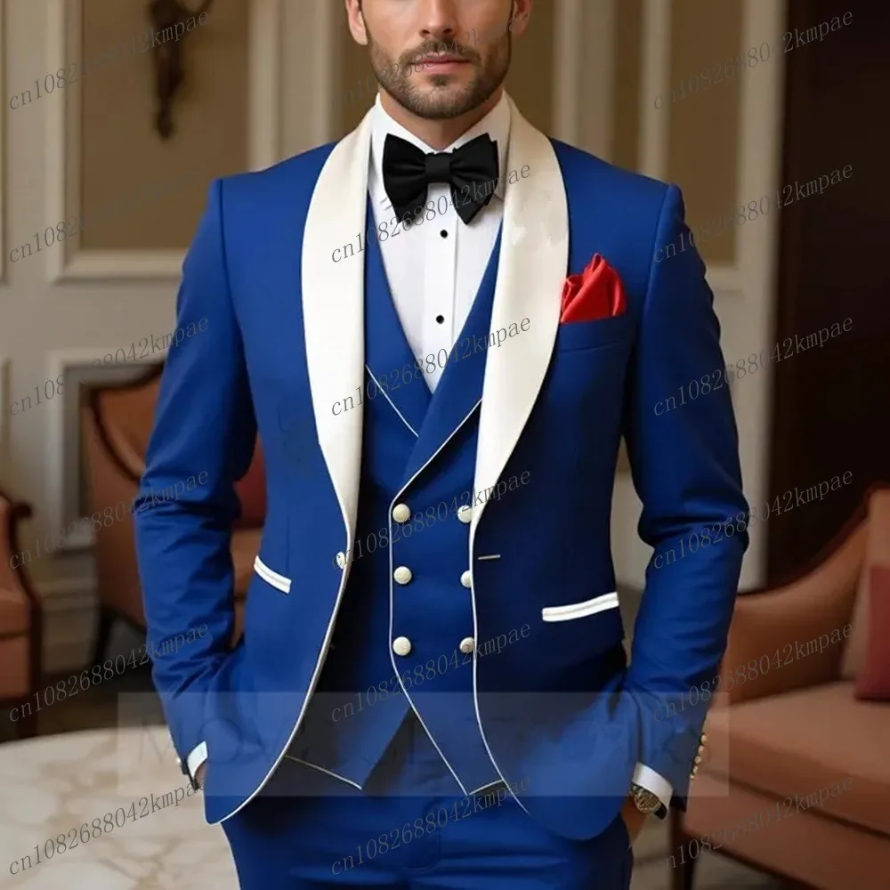 Blue And White Business Formal Occasion Men Suit Groom Groomsman Wedding Party Prom Male Tuxedos 3 Piece Set Blazer Vest Pants
Blue And White Business Formal Occasion Men Suit Groom Groomsman Wedding Party Prom Male Tuxedos 3 Piece Set Blazer Vest Pants