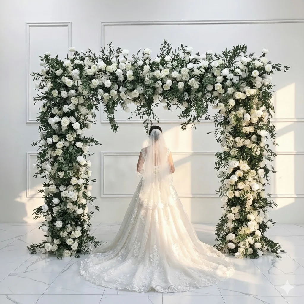 Fully Customizable Wedding Arch | Metal Frame With Artificial Greenery Flowers For Indoor Outdoor Wedding
Fully Customizable Wedding Arch | Metal Frame With Artificial Greenery Flowers For Indoor Outdoor Wedding