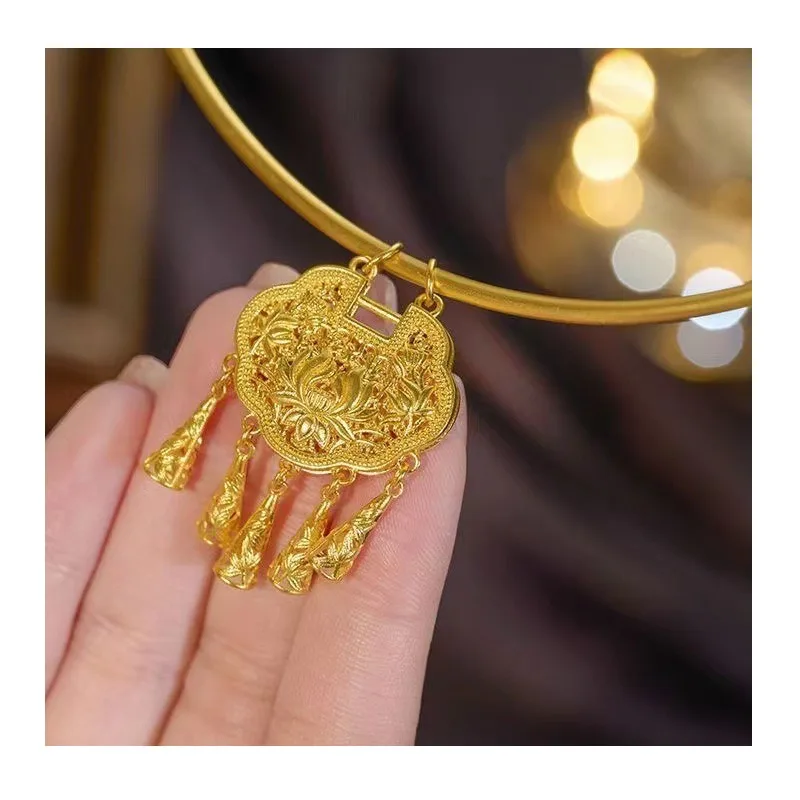 Pure Copper Gold-plated Ancient Safe Lock Bag Baby Long Life Lock Fringed Gold Lock Pendant Gift
Pure Copper Gold-plated Ancient Safe Lock Bag Baby Long Life Lock Fringed Gold Lock Pendant Gift