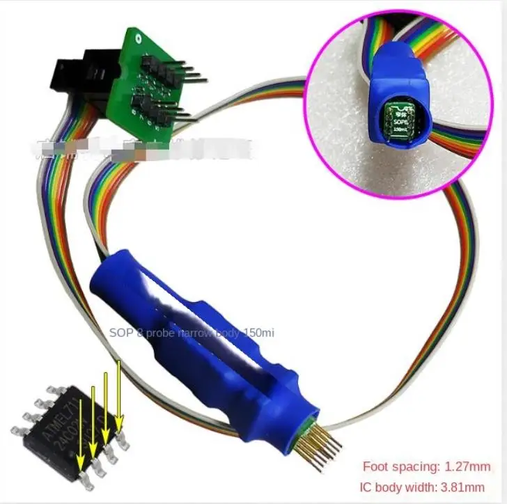 SOP8 SMD Chip Probe Line Burn, Write, Read and Write Thimble Hard Disk ROM Air Conditioner E Square 8 Feet 1.27mm
SOP8 SMD Chip Probe Line Burn, Write, Read and Write Thimble Hard Disk ROM Air Conditioner E Square 8 Feet 1.27mm