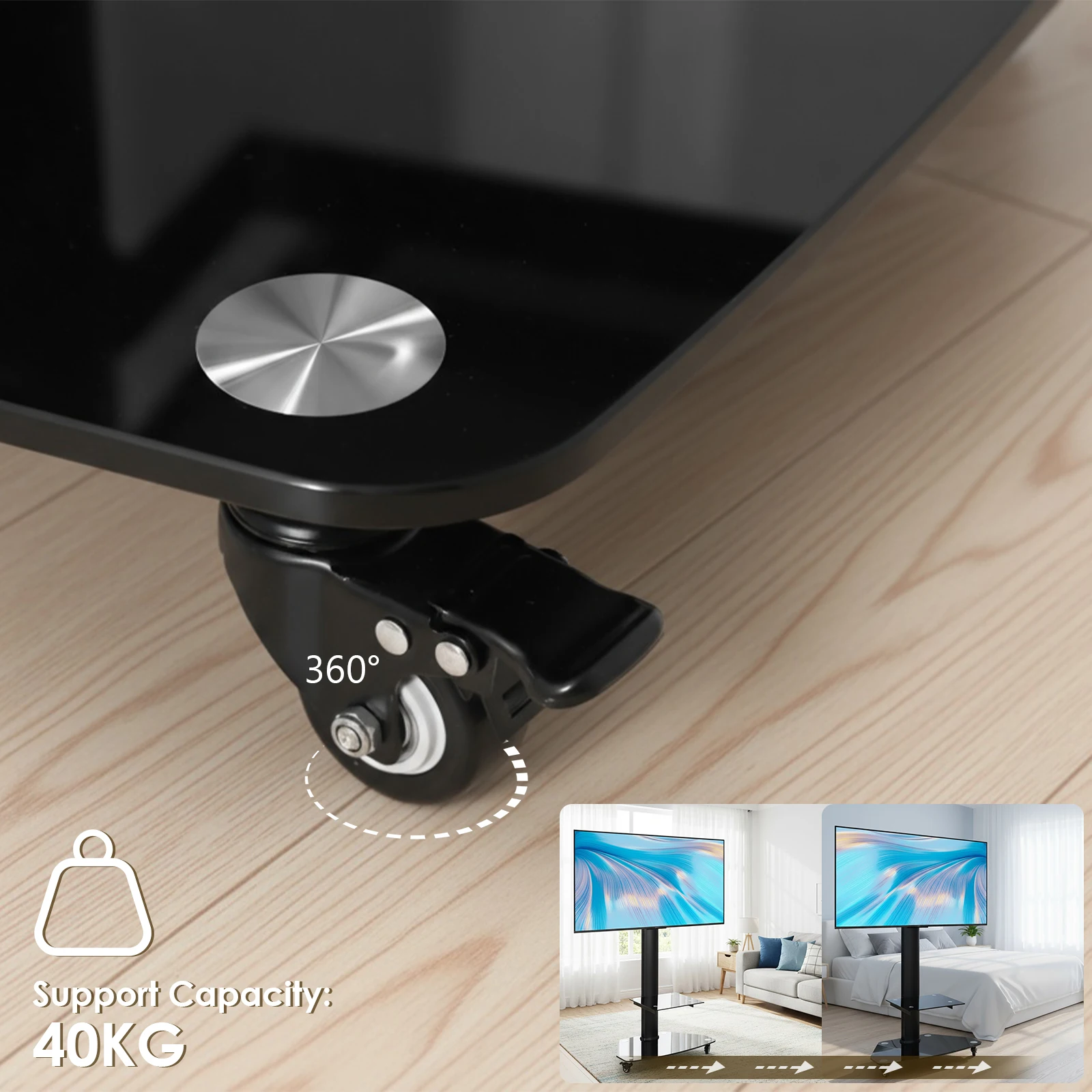 Rolling TV Stand on Wheels Height Adjustable Floor Trolley Stand with Shelf for 37-70 Inch Screens Holds Up To 88lbs
Rolling TV Stand on Wheels Height Adjustable Floor Trolley Stand with Shelf for 37-70 Inch Screens Holds Up To 88lbs