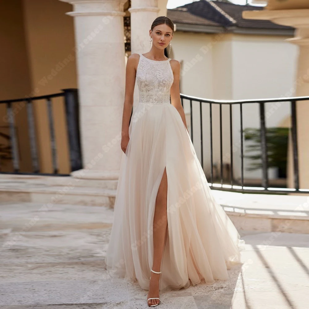 2026Sexy Women A-Line Bridal Gowns Exquisite Round Collar Sleeveless Tulle Wedding Dresses Banquet Vestidos De Novias Customized
2026Sexy Women A-Line Bridal Gowns Exquisite Round Collar Sleeveless Tulle Wedding Dresses Banquet Vestidos De Novias Customized