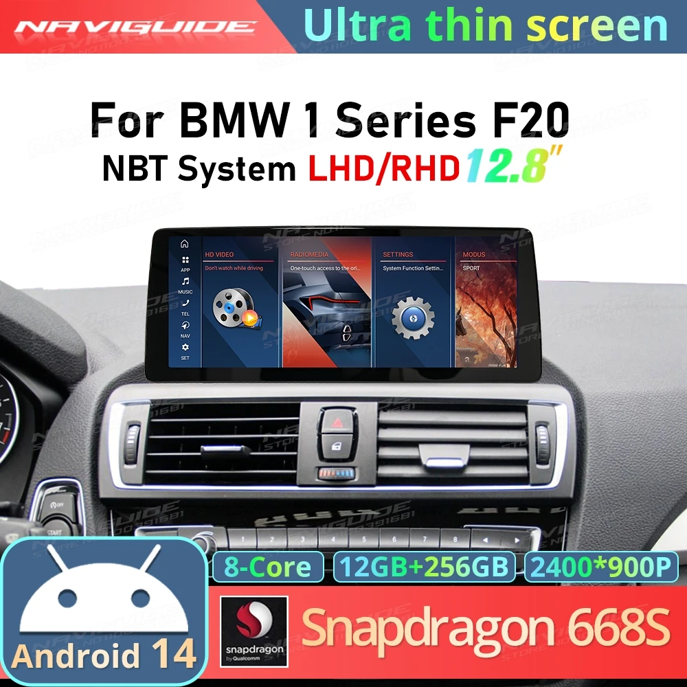 NAVIGUIDE 12.8inch Android14 Ultra Thin Screen For BMW 1 Series F20 LHD RHD Wireless Carplay Android Auto Car Multimedia Player
NAVIGUIDE 12.8inch Android14 Ultra Thin Screen For BMW 1 Series F20 LHD RHD Wireless Carplay Android Auto Car Multimedia Player
