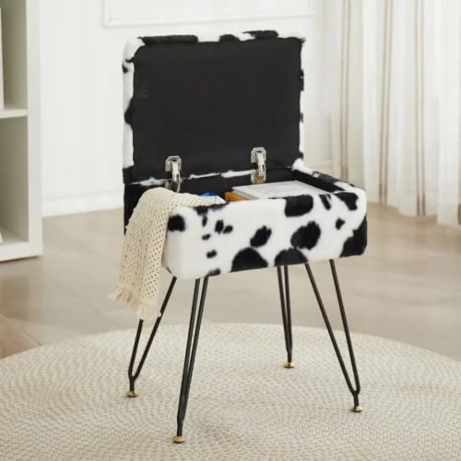 Vanity Stool Chair Faux Fur Ottoman Feet Stool with Metal Legs and Adjustable Feet Flip Top Storage Makeup Stool with Soft Padd
Vanity Stool Chair Faux Fur Ottoman Feet Stool with Metal Legs and Adjustable Feet Flip Top Storage Makeup Stool with Soft Padd