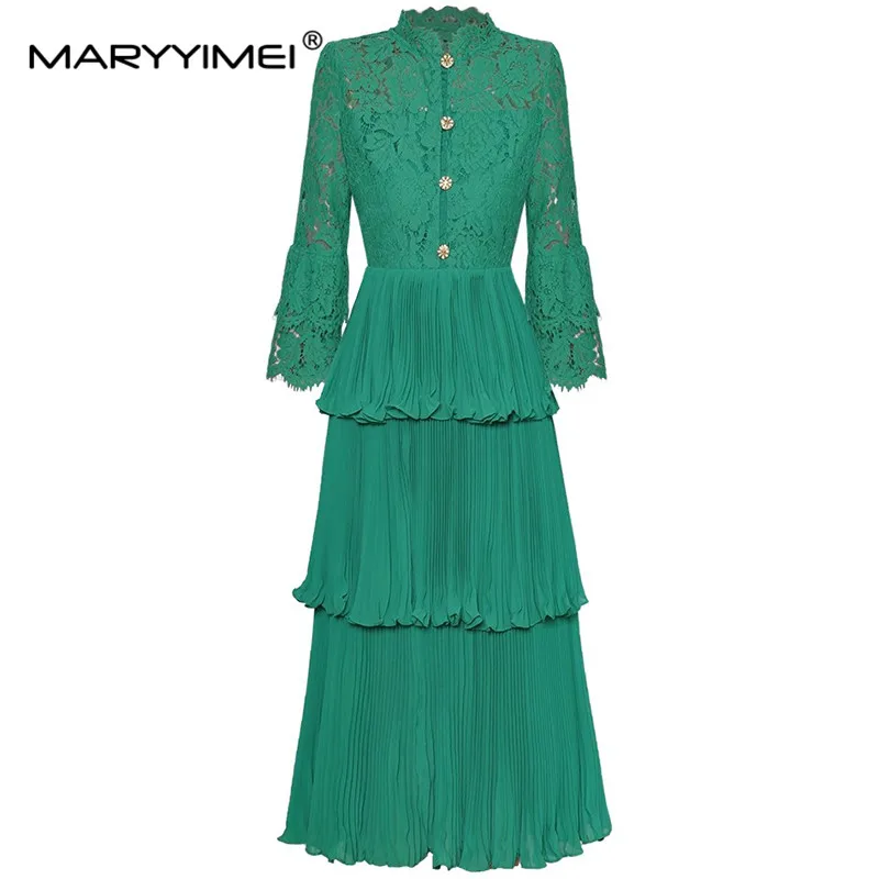 MARYYIMEI Fashion Designer Women's Spring/Summer 2024 New Flare Sleeve See-Through Lace Patchwork Pleated Elegant Cake Dress
MARYYIMEI Fashion Designer Women's Spring/Summer 2024 New Flare Sleeve See-Through Lace Patchwork Pleated Elegant Cake Dress