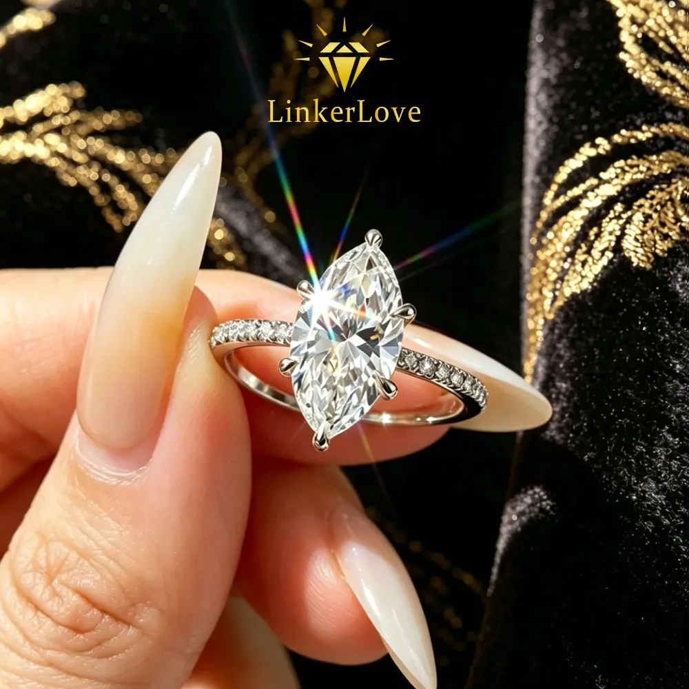 LinkerLove 2CT Marquise Cut Moissanite Engagement Ring 925 Sterling Silver Diamond Solitaire Ring for Women Wedding Party Gift
LinkerLove 2CT Marquise Cut Moissanite Engagement Ring 925 Sterling Silver Diamond Solitaire Ring for Women Wedding Party Gift