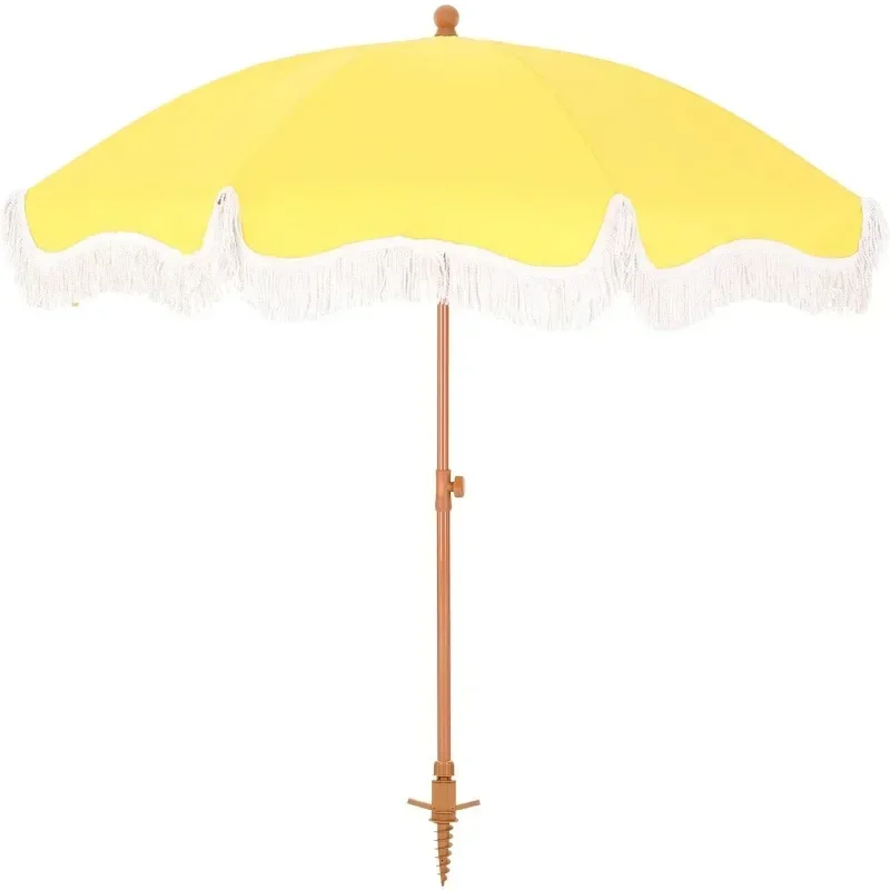 For 7ft Heavy Duty Beach Umbrella with Sand Anchor, Fringe Umbrella for Sand, Patio Umbrella with Tilt Pole
For 7ft Heavy Duty Beach Umbrella with Sand Anchor, Fringe Umbrella for Sand, Patio Umbrella with Tilt Pole