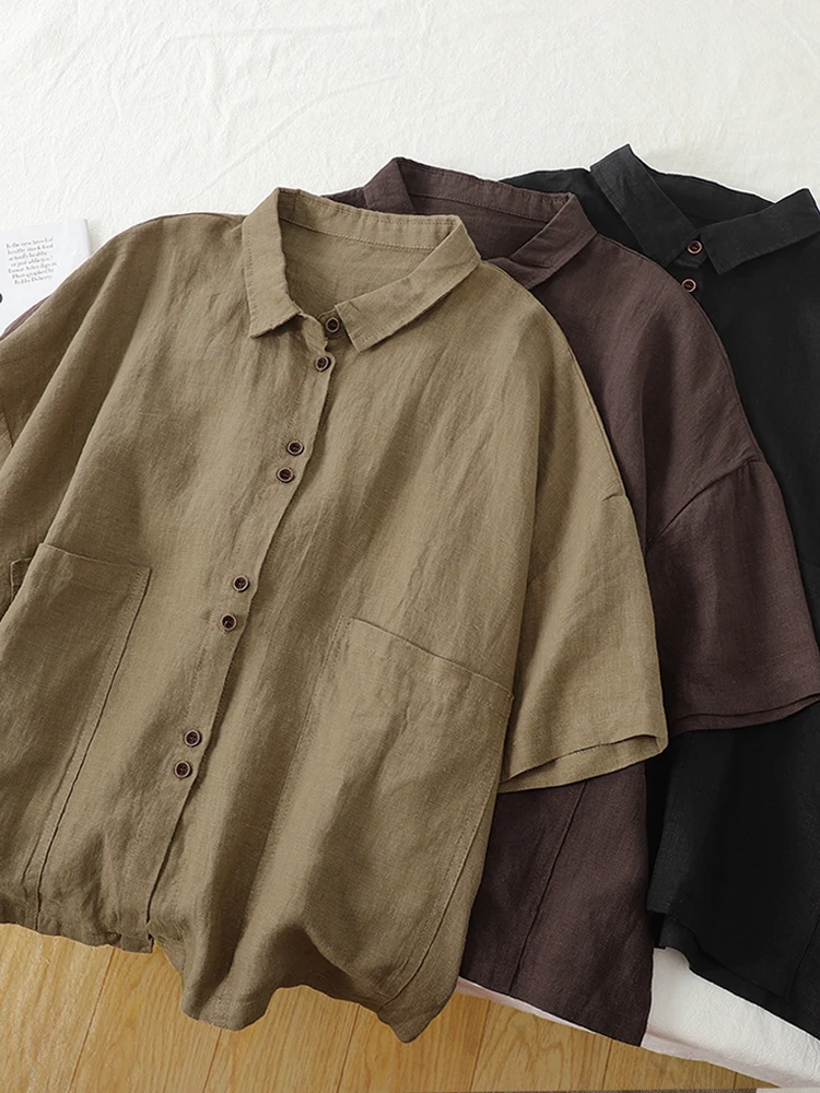 Japanese Sle Linen ort Sve irt Women Summer Slim Fit Loose Retro Collar Large ket Cotton Linen Top
Japanese Sle Linen ort Sve irt Women Summer Slim Fit Loose Retro Collar Large ket Cotton Linen Top